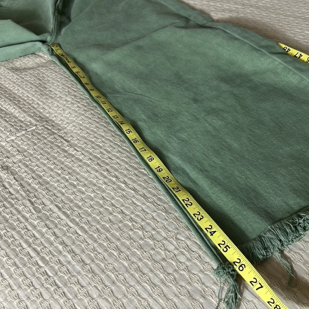 Risen Wide Leg Cropped Jeans Tummy Control in Olive Size 1XL